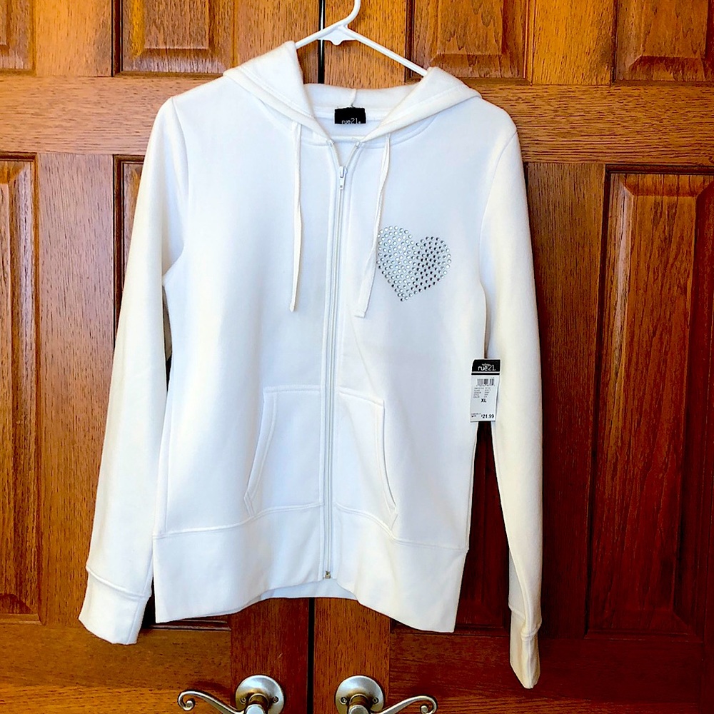 White zip up hoodie